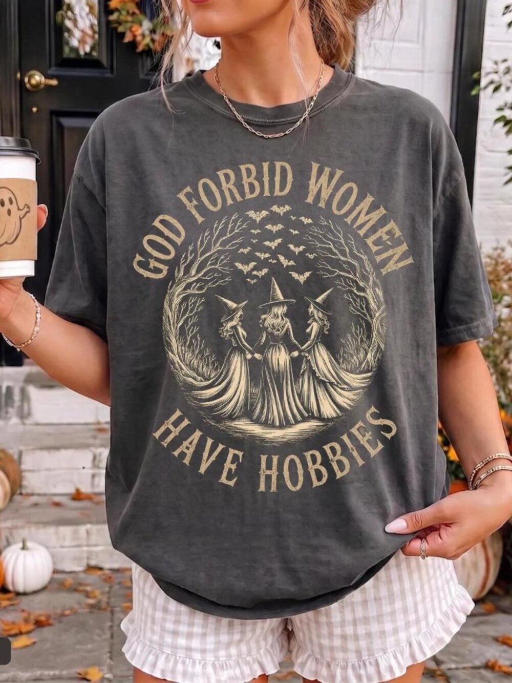 God Forbid Women Have Hobbies Shirt, Halloween Feminist Witch Shirt